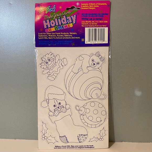 Vintage Lisa Frank Make Your Own Holiday Ornaments Set Flamingo Cat Bear - Picture 4 of 5